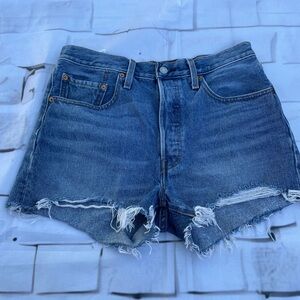 Levi's 501  Distressed Blue Jean Shorts